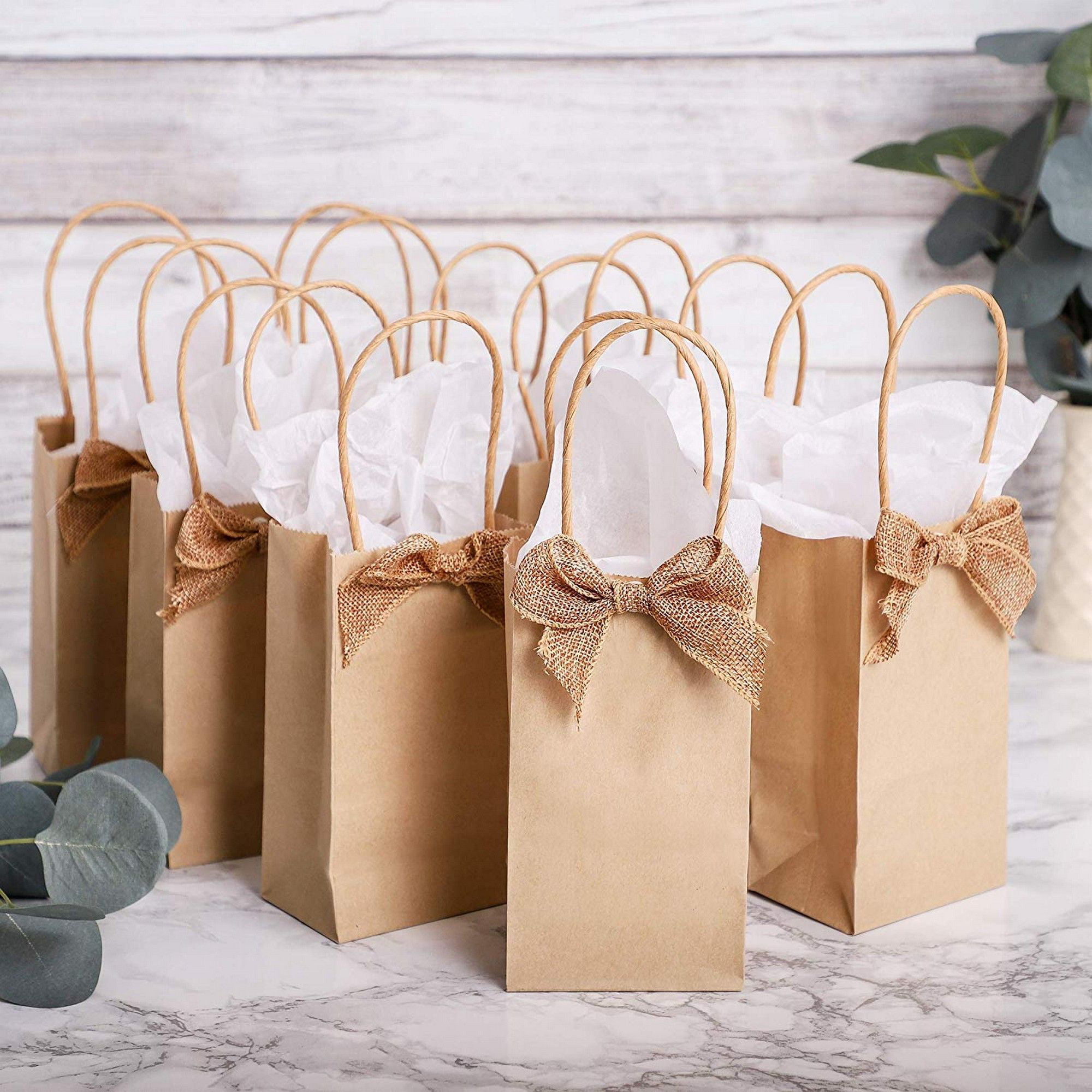 Brown Kraft Paper Gift Bags Bulk with Handles 50Pc Ideal for Shopping, 
