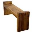 thumbnail image 1 of Strata Furniture 18x48" Traditional Wood Two Seat Block Bench in Oak, 1 of 5
