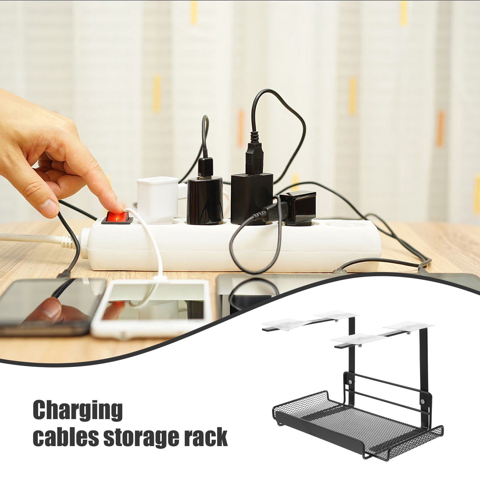 FUEENIRVA Black Under Desk Cable Management Tray, Wire Organizer Rack for Office and Home Use, 1 Pack Storage Solution