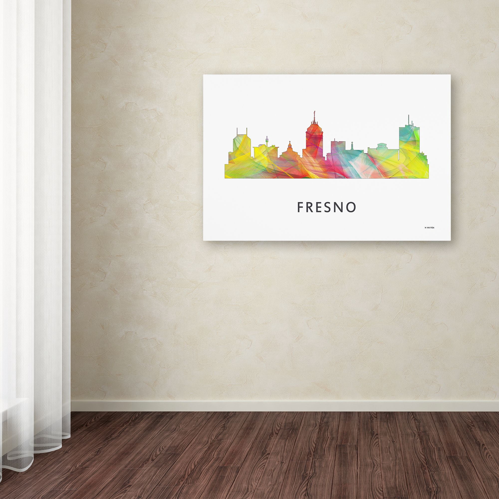 Trademark Fine Art 'Fresno California Skyline WB-1' Canvas Art by Marlene Watson