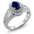 thumbnail image 4 of Gem Stone King 1.41 Cttw Blue Sapphire Engagement Ring for Women | 925 Sterling Silver | Center Stone: 6X4MM | Gemstone Birthstone | Wedding Anniversary Ring | Available in Size 5, 6, 7, 8, 9, 4 of 6
