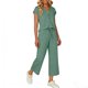 thumbnail image 4 of Top y falda Conjunto de las mujeres de la moda de color sólido suelto de manga corta con cuello en V con pantalones cortados de pierna ancha Set de bolsillo Pantalones y Top Set para las mujeres, 4 of 6