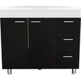 thumbnail image 3 of 3 - Drawer Base Cabinet with 2 Doors | Simplifies Sink Faucet Setup and Stores Various Items | Black - Dominant Wengue Finish on Wood Material | Overcomes Setup and Clutter Obstacles, 3 of 3