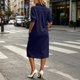 thumbnail image 4 of Neewe Womens Plain Lapel Collared 3/4 Sleeve with Pockets Casual Maxi Shirtdress Button Front Casual Dress, 4 of 5