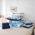 thumbnail image 6 of Homewish Preppy Child Colorful Railway Train Bedding Comforter Set 7-Piece,Cartoon Steam Engine King Bedding Sets,Kawaii Railroad Car Ultra Soft Bed Sheets,Breathable Home Decor,Reversible, 6 of 8