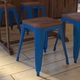 thumbnail image 3 of Emma + Oliver Set of Four Royal Blue Table Height Backless Stacking Welded Iron Stools with Wooden Seats and Under Seat Bracing for Indoor Use, 3 of 10