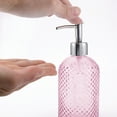 thumbnail image 3 of Unique Bargains 1 Pc Elegant Circle Raindrop Pattern Soap Pump Dispenser for Bathroom 13.52oz Pink Silver Tone, 3 of 6