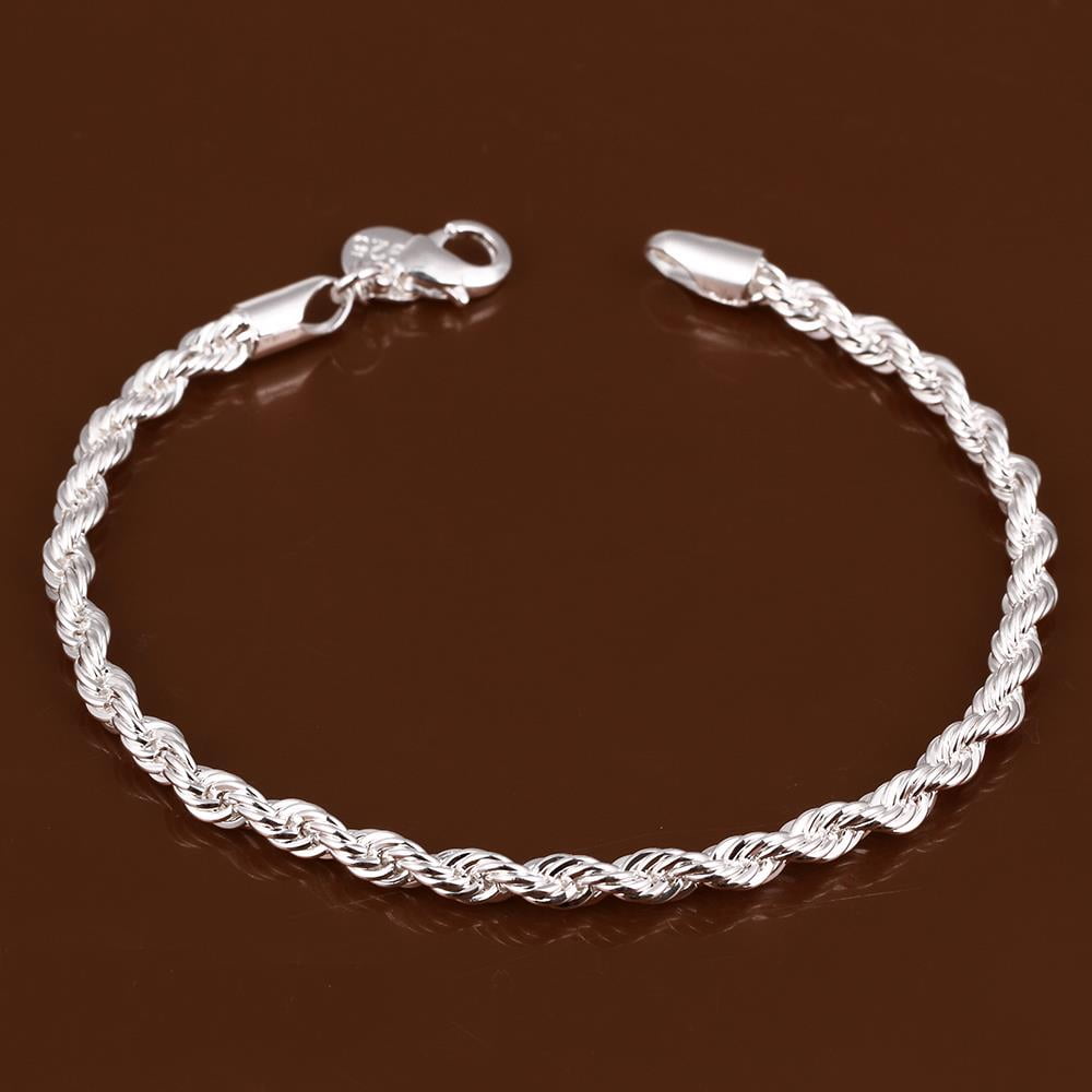 New 925 Silver Filled Twisted Rope Classic 4mm Solid Charm