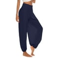 thumbnail image 3 of Pantalones Harén con Abertura Alta para Mujer, Pantalones Harén Hippies. Azul Oscuro L, 3 of 7