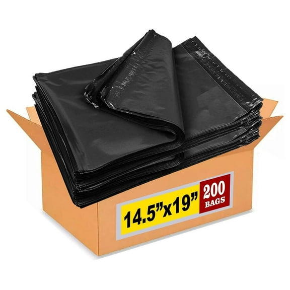 200-Pack Mailers 14.5x19 Inch #6 Large Black Color Mailing Envelopes Bags, Self Seal Adhesive Waterproof and Tear Proof (Total 200 Bags) 200 Bags (Black) 14.5" X 19"