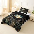 thumbnail image 2 of jejeloiu Cosmic Botanical Twin Comforter Sets For Girls,Whimsical Print Bedding Set,Multicolor Black,Black Reversible,2-Piece,1 Comforter and 1 Pillowcase, 2 of 7