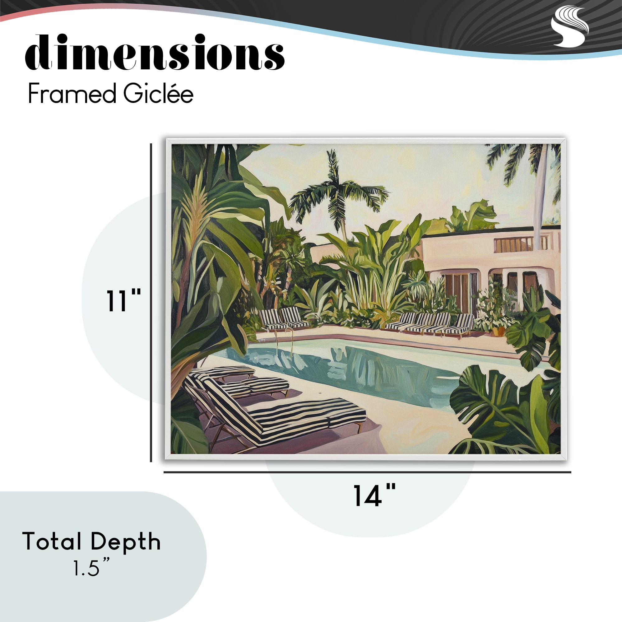 Stupell Industries Poolside Resort Lounge Chairs White Framed Giclee Art, design by Sisi and Seb