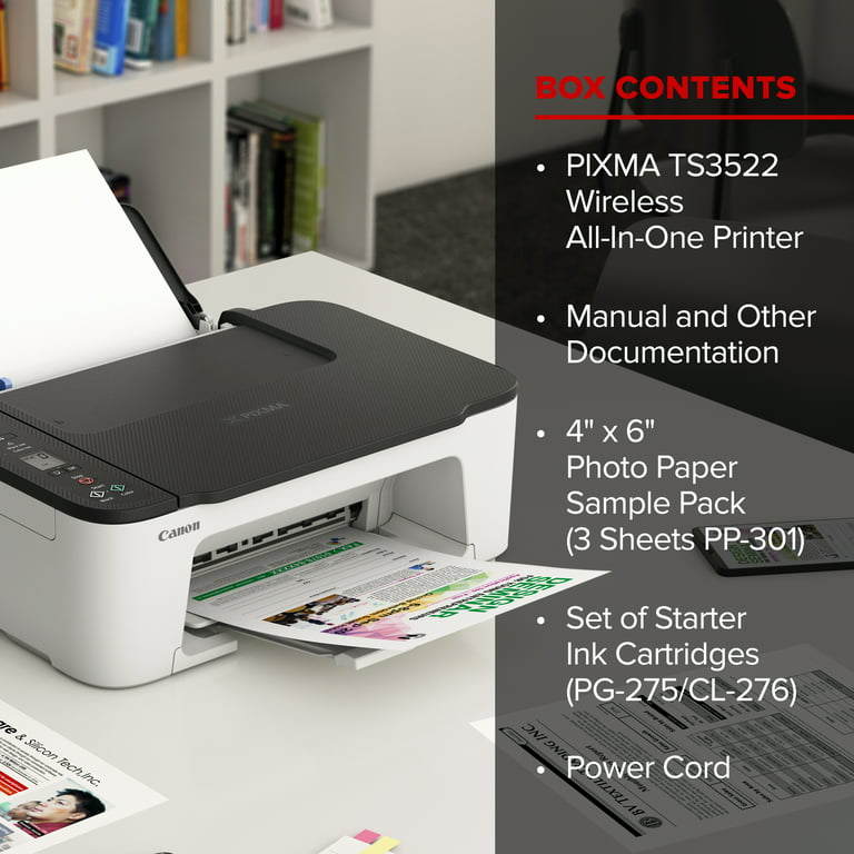 Canon PIXMA TS3522 Wireless AIO Printer w/Glossy Photo Paper - GP-701 - 4x6  (50 Sheets)