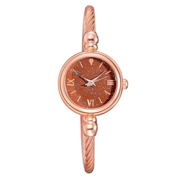 Reloj de pulsera de cuarzo con cielo estrellado para mujer, reloj de pulsera delgado para mujer con esfera redonda, regalo de cumpleaños para el día de San Valentín Yuarrent EL1580-04B