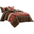 thumbnail image 5 of Chezmoi Collection 7-Piece Queen Comforter Set, Rustic Southwestern Brown Red Clay Coffee Cream Geometric Embroidered Lightweight Bedding Comforter and Pillow Cushions, 5 of 5