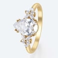 thumbnail image 2 of vylahjewellery Vintage Vermeil Yellow Gold Engagement Anniversary Ring Pear Cut Diamond Valentine Day Ring with Marquise Side Stones Moissanite Wedding Promise Ring for Her, 2 of 8