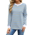 thumbnail image 2 of Fantaslook Striped Long Sleeve Shirts for Women Crewneck Tunic Tops Color Block Blouses Fall Pullover, 2 of 7