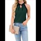 thumbnail image 2 of Blusas Sin Mangas con Cuello en V y Cordones para Mujer, Elegantes, de Oficina, con Bloques de Color, Informales, 2025. Verde XL, 2 of 10