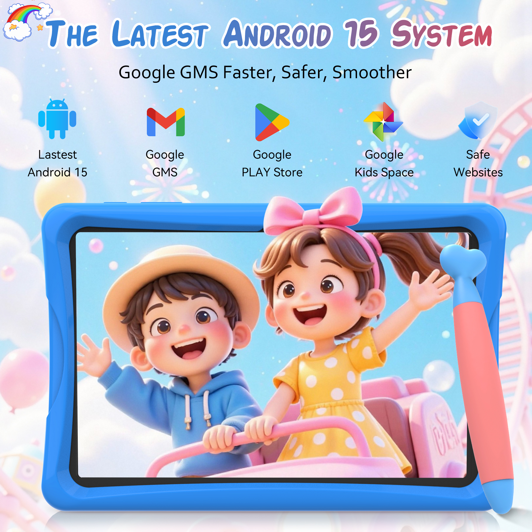 Blackview 10.1" Kids Tablet, Android 15 with Case, 64GB photo 5