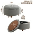 thumbnail image 4 of 30'' Round Ottoman with Storage, Modern Tufted Fabric Storage Ottoman with Removable Top for Living Room, Bedroom, Light Gray, 4 of 9