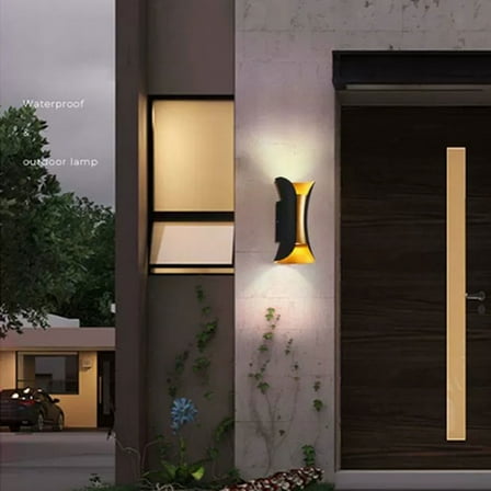 Peakora Nordic Garden Wall Lights LED Double Head Outdoor Wall Lights Aluminum up down Wall Lights Ip65 Modern Black Indoor Sconce Lighting Lamp Home Outdoor up down Wall Light Exterior