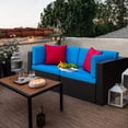 thumbnail image 3 of Lacoo 2 Pieces Patio Loveseat Outdoor Sectional Sofa Patio Conversation Set for Small Area, Blue, 3 of 5