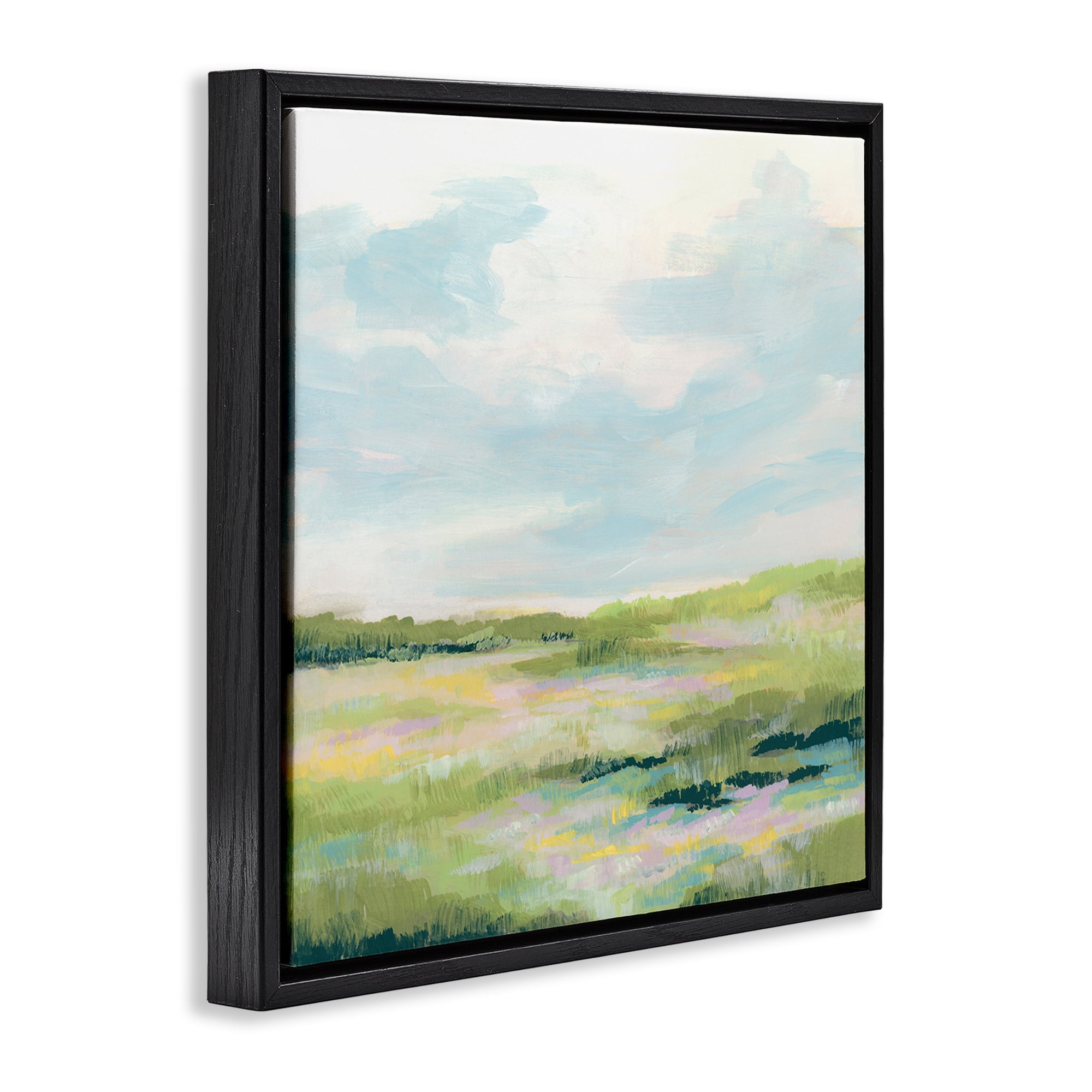 Stupell Industries Pastel Meadow Landscape Landscape & Nature Painting Black Floater Framed Canvas Art Print Wall Art, 18 x 18