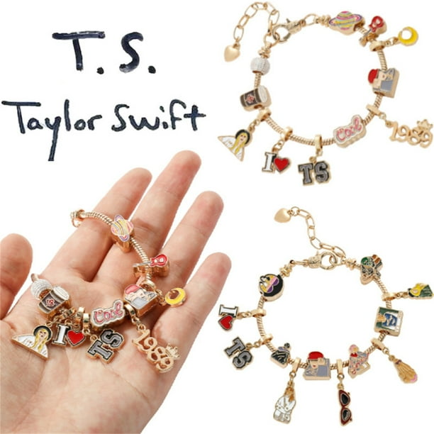 Taylor Swift Merch Swift Charm Bracelet Lover Reputation Speak Now Album Inspired Pendants Bangle for Eras Music Concert Swiftie Bracelet for Women