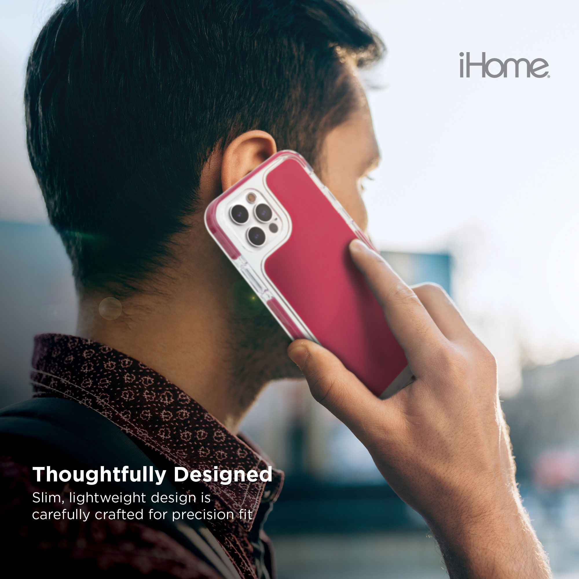 iHome Magnetic Silicone Velo Case: Premium Silicone, Lightweight, Ultra Slim, Shock Absorbent Velo Protective Case, MagSafe Compatible (iPhone 12/12 Pro, Burgandy)
