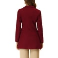 thumbnail image 3 of INSPIRE CHIC Women's Lapel Collar Buttoned Outwear Elegant Work Notch Trench Winter Coat XL Burgundy, 3 of 6