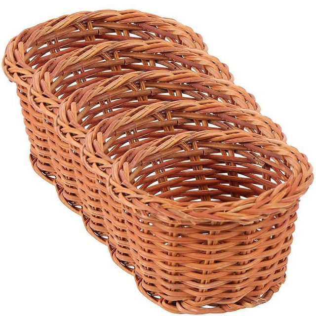 Chocolate Rattan Mini House Basket for Photo Decoration Sturdy and Durable 5 Pieces 2.56x1.77x1.57 Inches
