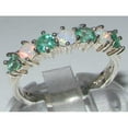 thumbnail image 2 of LBG British Made 10k White Gold Natural Opal & Emerald Womens Eternity Ring - Size 7.5 - 33 size options, 2 of 5