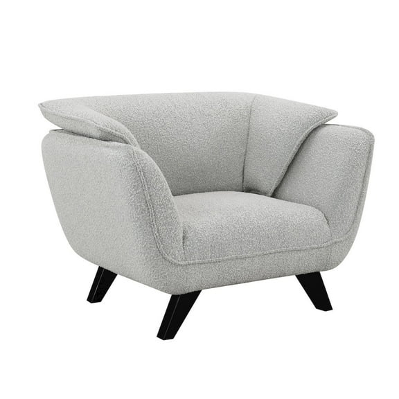 ACME Nayeli Contemporary Wood & Boucle Fabric Upholstered Chair in Light Gray