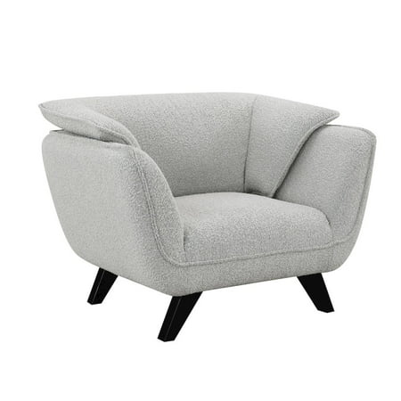 Acme Furniture ACME Nayeli Contemporary Wood & Boucle Fabric Upholstered Chair in Light Gray