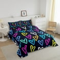 thumbnail image 2 of Colorful Love Heart Bedding Set Twin Cute Cartoon Hearts Comforter Set Pink Teal Orange Duvet Insert White Blue Yellow Quilt Comforter Kids Kawaii Bedding Comforters & Sets for All Season Soft 2-Piece, 2 of 5