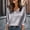Tops-49Gray, variant on LEKWK Dressy Tops for Women V-Neck 3/4 Sleeve Elegant Blouses Silky Satin Fabric Work Tops Smooth Texture Party Evening outfits