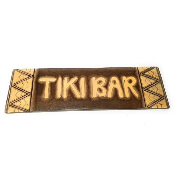 Tiki bar Sign w/ Tribal Design 24" - Hand Carved | #dpt1200260