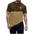thumbnail image 3 of Jinhomg Mens Casual Graphic T-Shirts Vintage Western Animal Print Tees Big and Tall Comfy Short Sleeve Crew Neck Tops 2025 Daily Wear Khaki XXL, 3 of 6