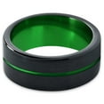 thumbnail image 2 of P. Manoukian Tungsten Wedding Band Ring 8mm for Men Women Black Green Center Line Flat Cut Brushed Polished Lifetime Guarantee Size 7, 2 of 4