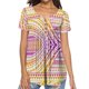 thumbnail image 1 of Blusa informal con estampado de botones y cuello en V de manga corta a la moda para mujer Pompotops qwe23091, 1 of 4
