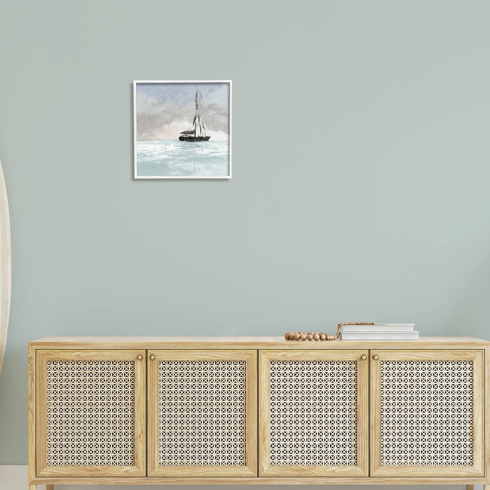 Stupell Industries Sailing Boat Navigating Gloomy Skies Icy Seas Outdoors,17 x 17, Design by Jane Slivka