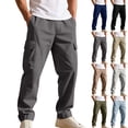 thumbnail image 2 of BRANROY Men's Cargo Pants - Elastic Waist Relaxed Work Pants Trousers Sweatpants Straight Leg Multi-Pockets Drawstring Casual Joggers for Outdoor Daily Activities,Khaki XL, 2 of 8