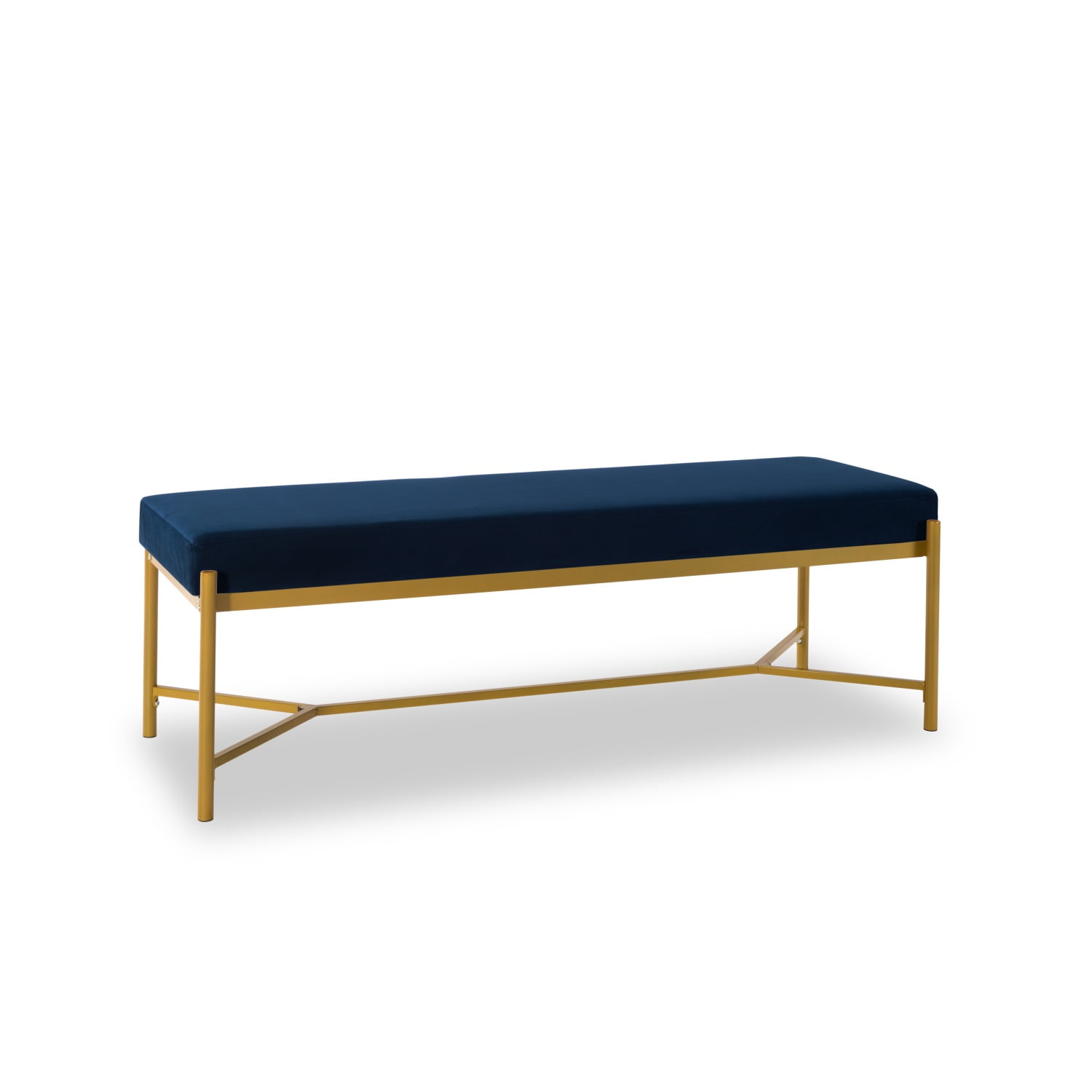 Kadyn Long Upholstered Bench, Metal Entryway Bench for Bedroom, Modern Velvet End of Bed Bench for Entryway, Navy Blue Kadyn Long Upholstered Bench, Metal Entryway Bench for Bedroom, Modern Velvet End of Bed Bench for Entryway, Navy Blue