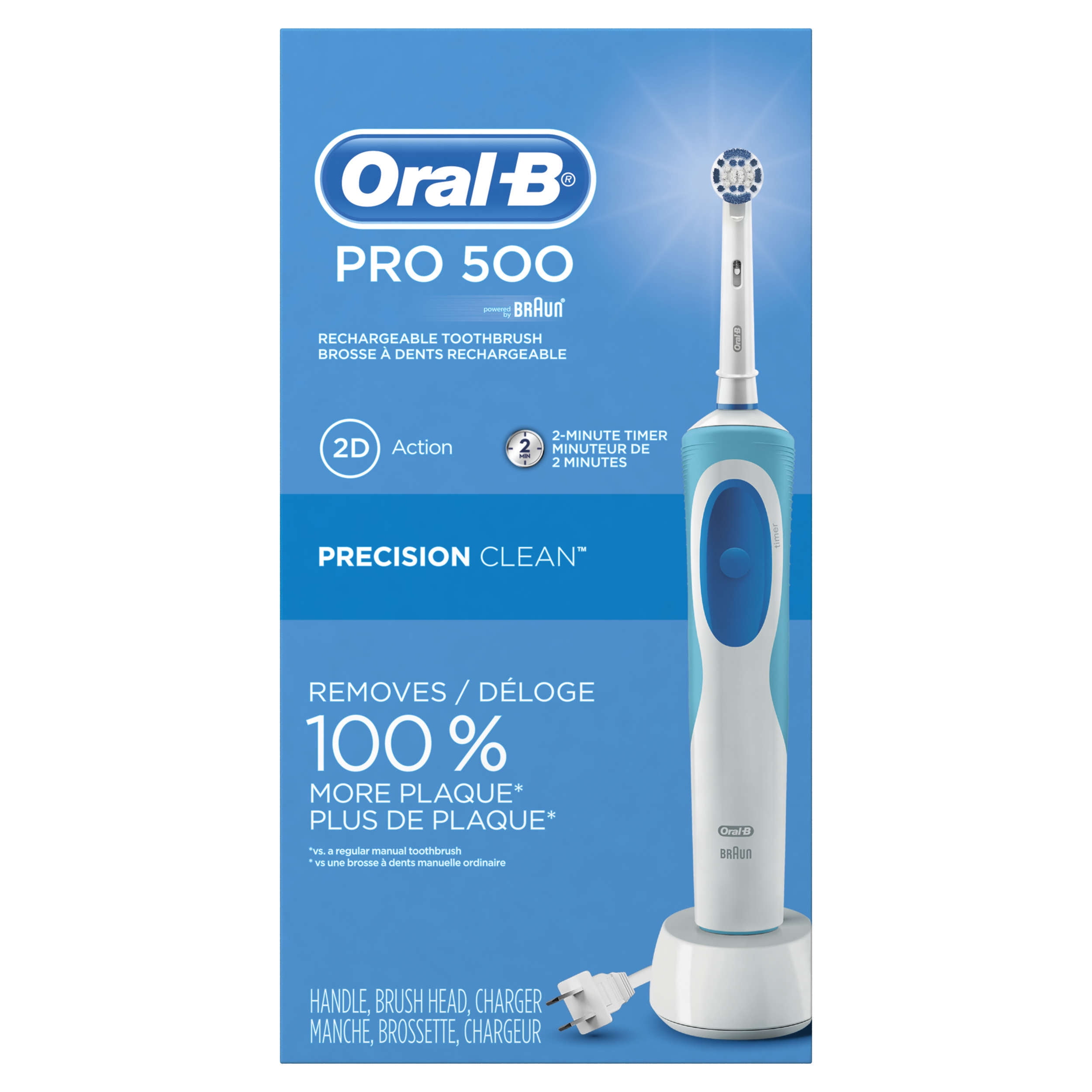 Oral-B Pro 500 Precision Clean Electric Rechargeable Toothbrush, powered by Braun