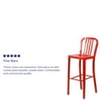 thumbnail image 4 of Emma + Oliver Commercial Grade Square Modern Curved Vertical Slat Back Indoor-Outdoor Barstool, Red, 4 of 12