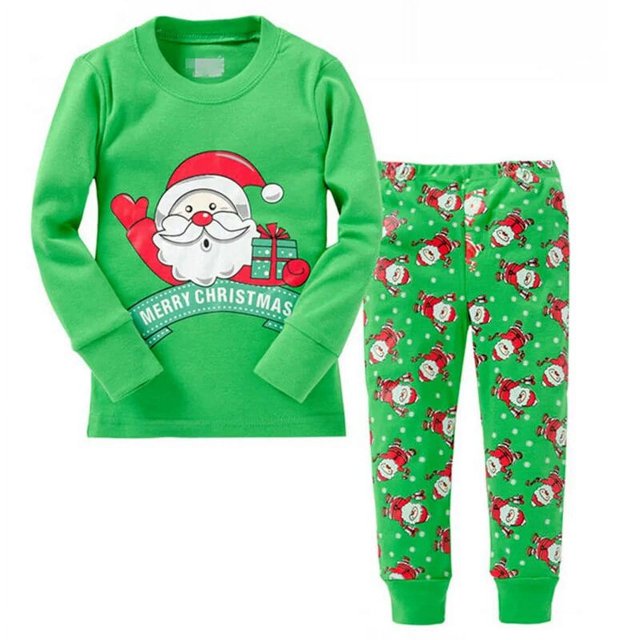 SAILEROAD-Conjunto de Pijama con estampado de Papá Noel para niños, ropa de dormir de algodón de manga larga