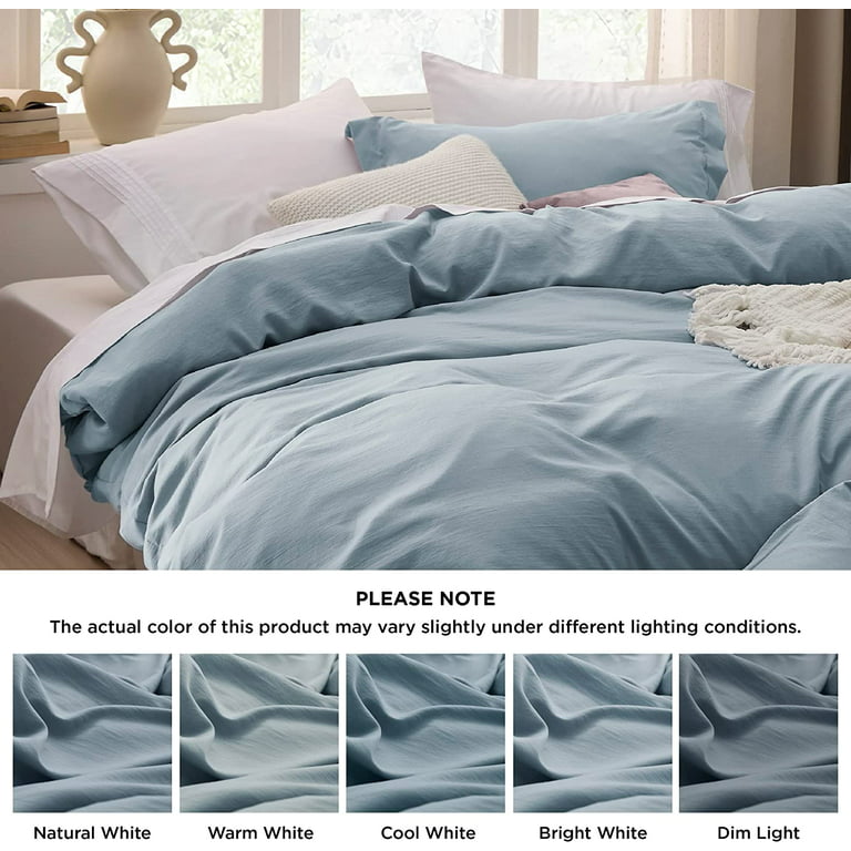 Bedsure Mineral Blue Duvet Cover Queen Size - Soft Prewashed Queen Duvet Cover Set, 3 Pieces, 1 Duvet Cover 90x90 Inches with Zipper Closure and 2