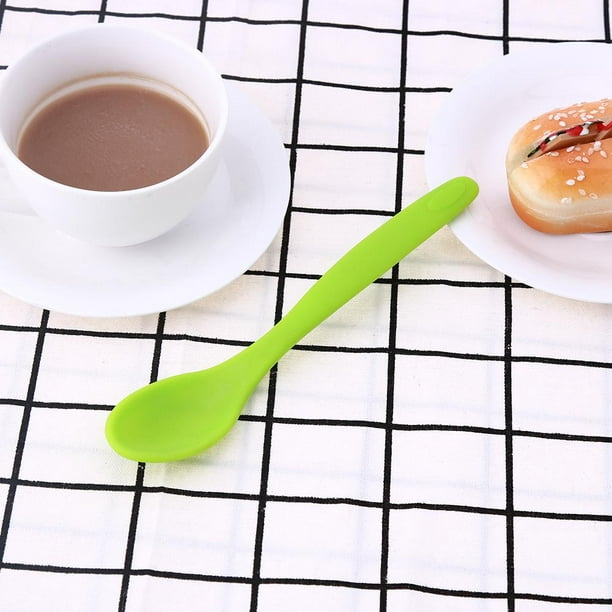 Cuchara de silicona resistente al calor para niños, vajilla para sopa, suministros de cocina