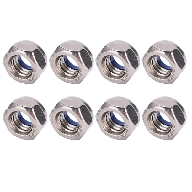Tuercas autoblocantes, 50 piezas Tuercas de seguridad Nylon Nylon Tuercas de seguridad de acero inoxidable Herramientas de hardware Lograr más