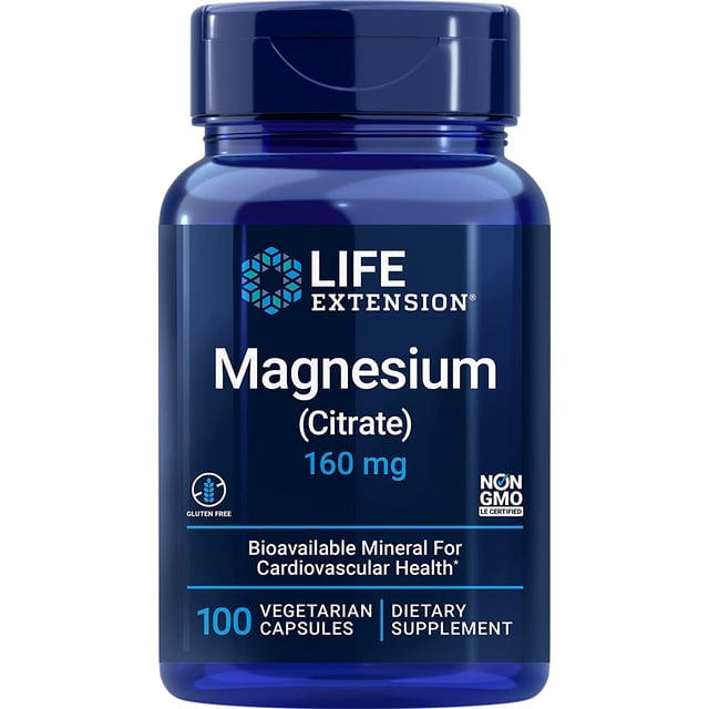 Suplemento Life Extension Citrato de Magnesio 160mg 100 Cápsulas Vegetarianas